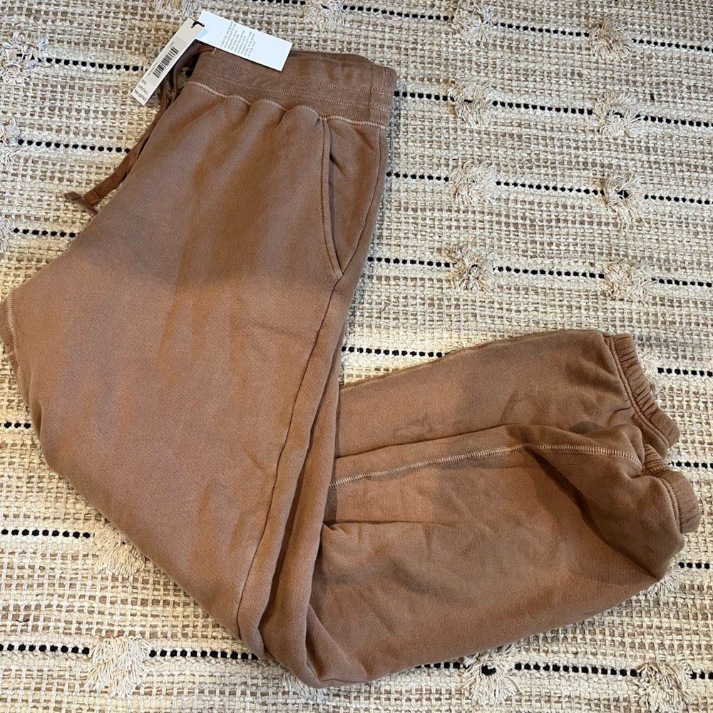 Unsubscribed Cotton Fleece Joggers - Light Brown - Small - NWT